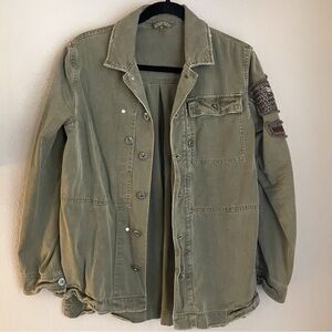 Free People Embellished Military Shirt Jacket